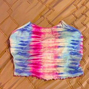 blue/pink tie die swim top ONLY